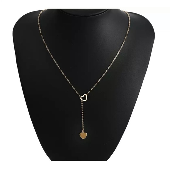 NWOT {Gold & Silver} Double Heart Drop Necklace - Picture 4 of 6